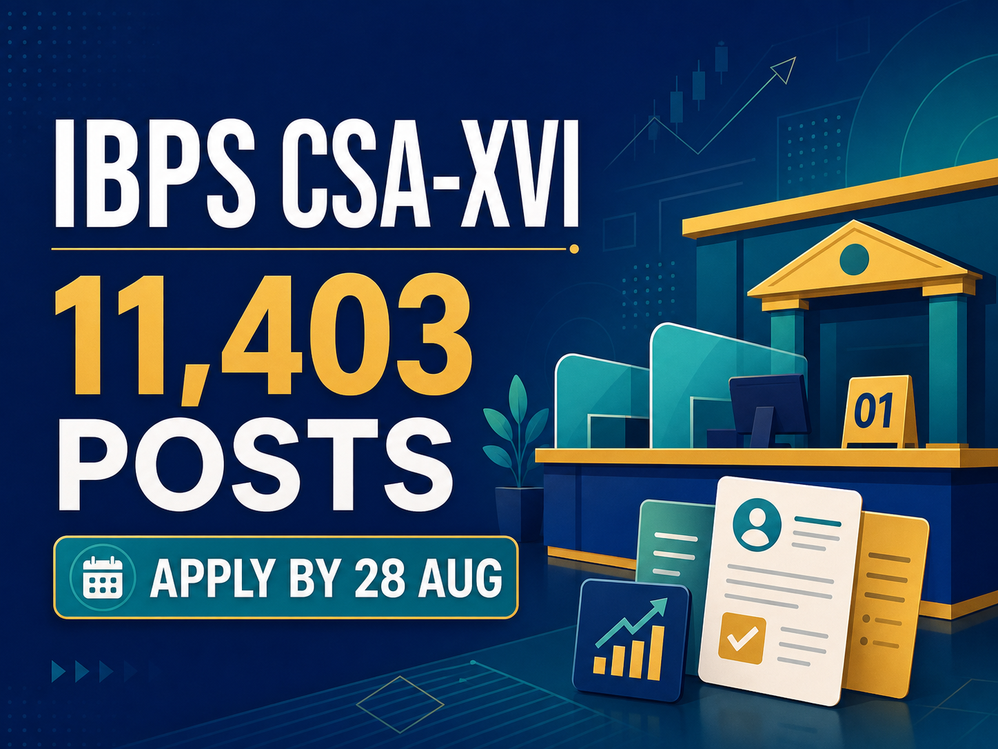 Cover image for IBPS Clerk CSA Recruitment 2026 – 11,403 CRP CSA-XVI Posts