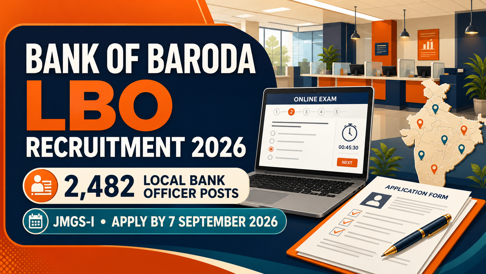 Cover image for Bank of Baroda LBO Recruitment 2026 – 2,482 Local Bank Officer Posts